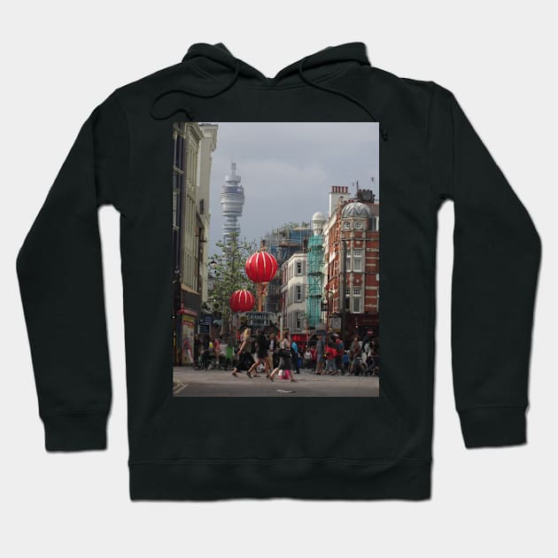 BT Tower From China Town, London Hoodie by MagsWilliamson